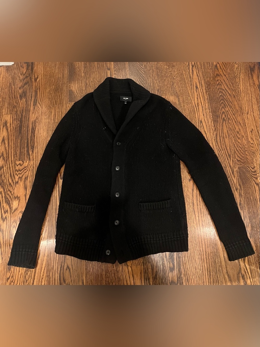 Jack Spade Men’s Black Cardigan Wool Sweater Large Button Down